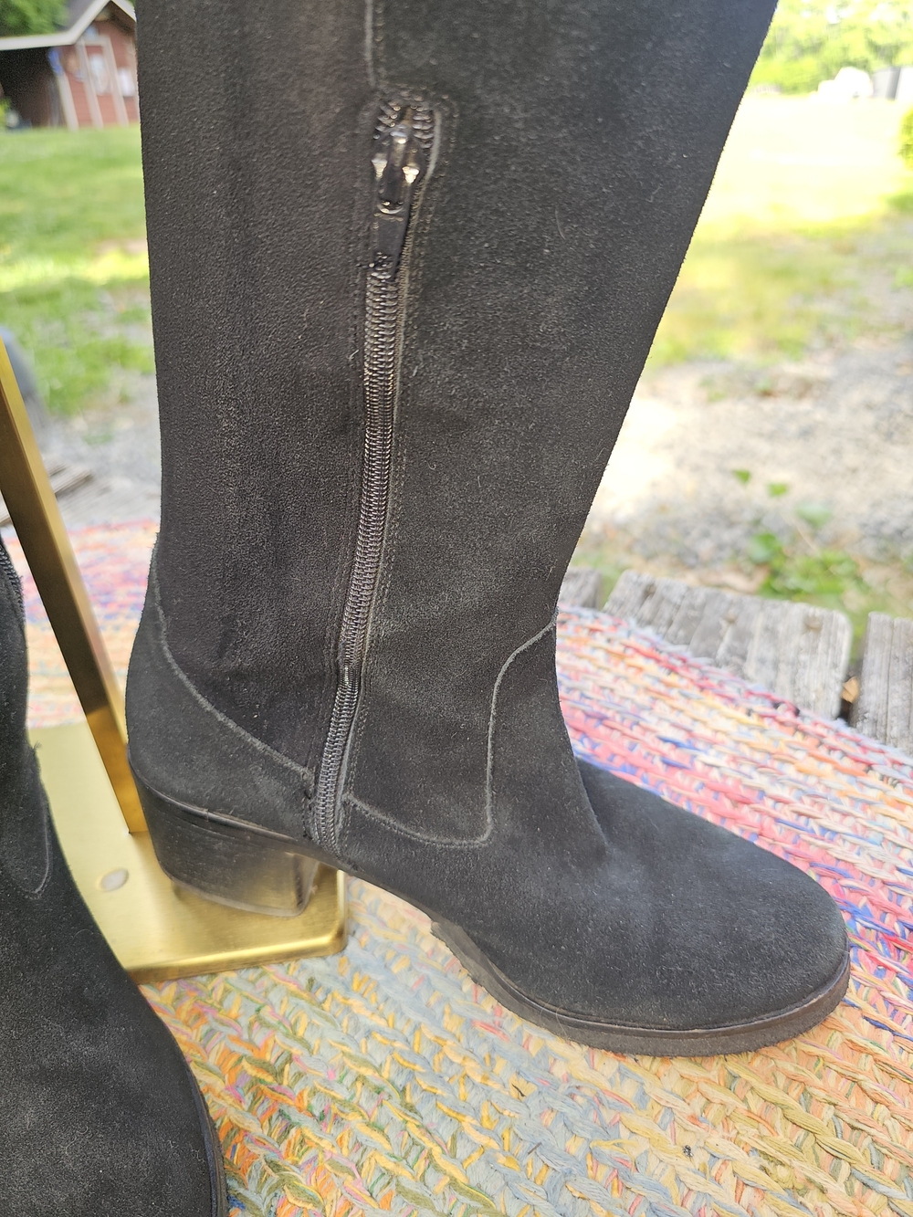 Vince Camuto Tall Black Leather Suede Over-The-Knee Boots - Picture 10 of 15